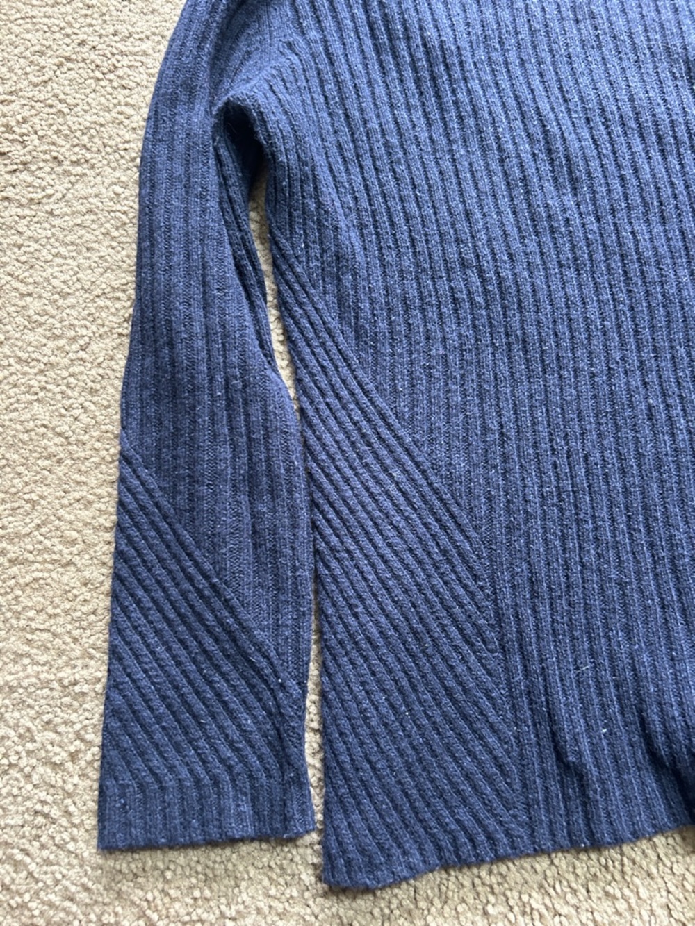 Navy Ribbed Knit Sweater